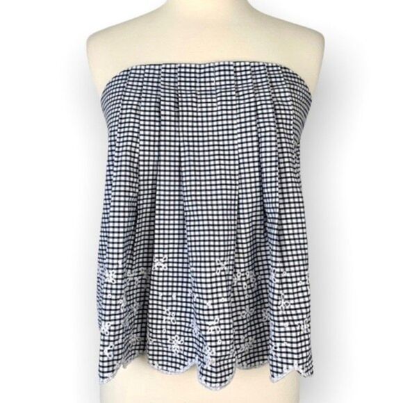 ⚡️SALE⚡️ NWT Abercrombie & Fitch Gingham Strapless Top - Picture 1 of 6